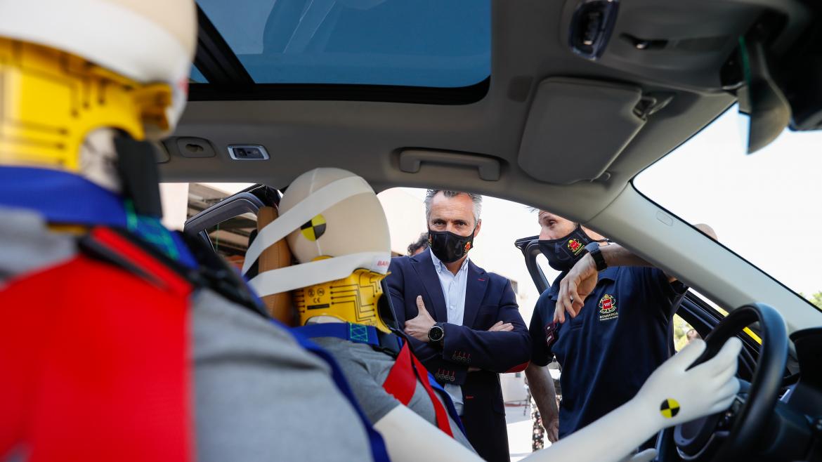 Carlos Novillo en una jornada de seguridad vial en el Parque de Bomberos de Alcobendas