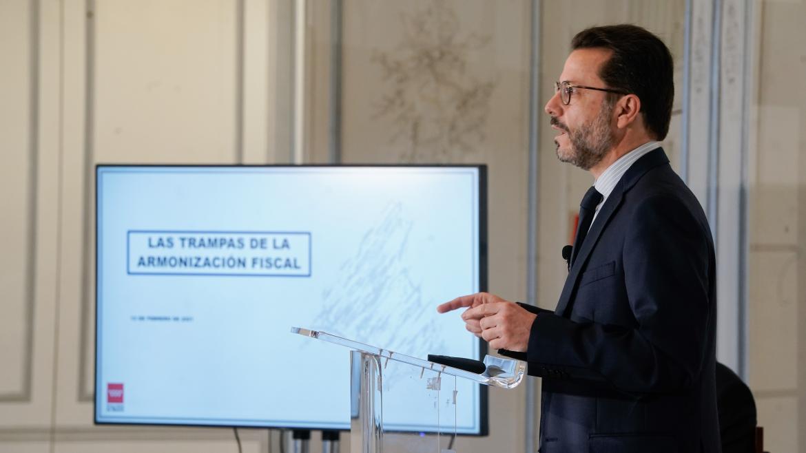 Javier Fernández-Lasquetty durante un coloquio sobre fiscalidad organizado por Executive Forum