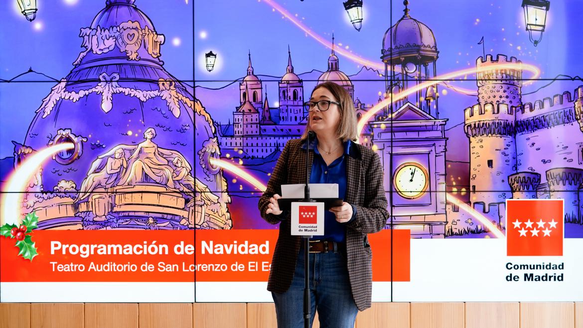 Marta Rivera de la Cruz explicando la programación de la Comunidad de Madrid para la Navidad