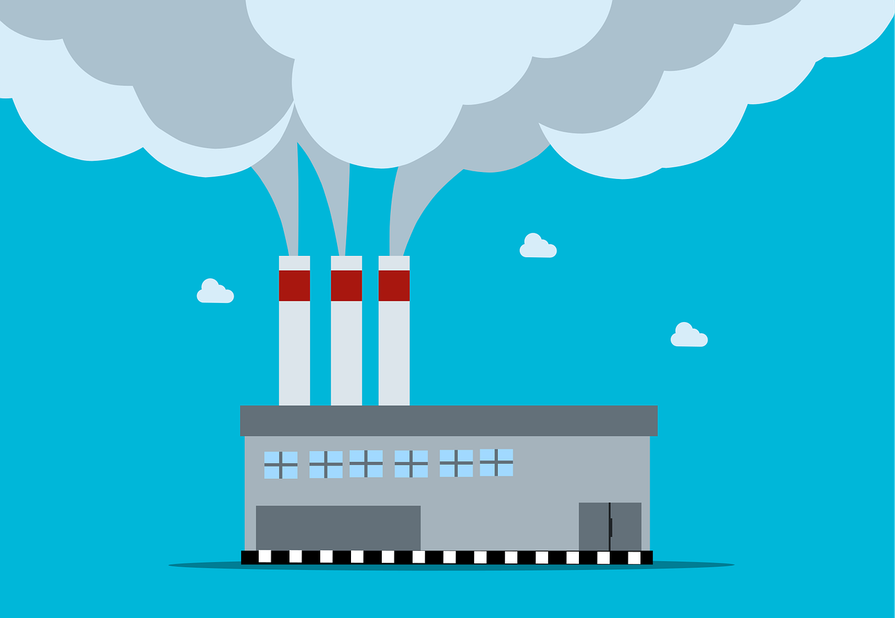 ilustración sobre fábrica emitiendo gases