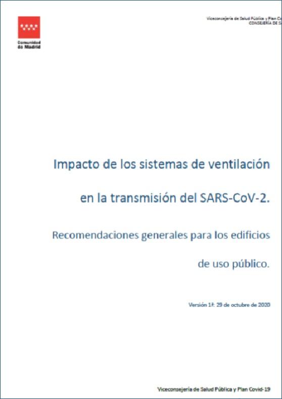 Portada de la publicación Impacto de los sistemas de ventilación en la transmisión del SARS-CoV-2