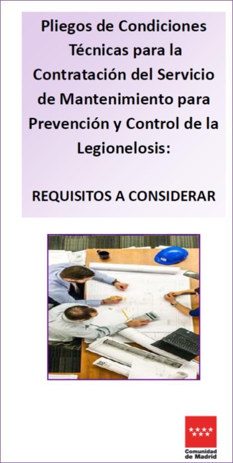 Imagen de la portada de la publicación Pliegos de condiciones técnicas para la contratación del servicio de mantenimiento para la Prevención y Control de la Legionelosis: Requisitos a considerar