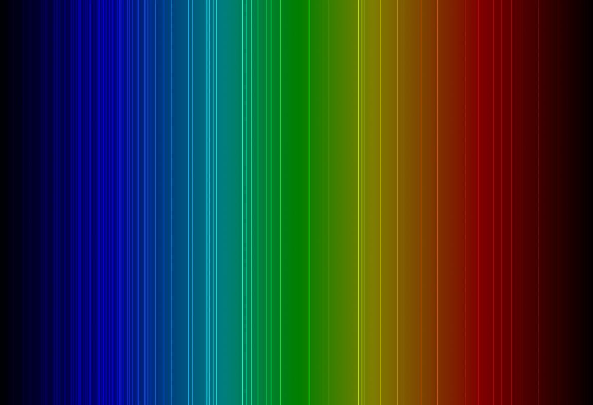 Espectro de colores en líneas verticales desde el azul a la izquierda hasta el rojo a la derecha