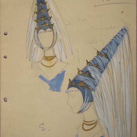 Figurín para "La Alondra" (J Anouilh), de Vicente Viudes (1954) - Museo Nacional del Teatro de Almagro_