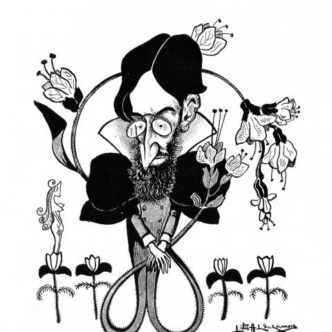 Caricatura de Ramón María del Valle-Inclán, por Leal de Cámara, en "La vida literaria", abril de 1899 (Colección Joaquín del Valle-Inclán)_ Caricatura de Ramón María del Valle-Inclán, por Leal de Cámara, en "La vida literaria", abril de 1899 (Colección Joaquín del Valle-Inclán)