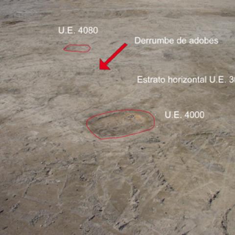 Imagen primeras fases intervención arqueológica con indicación de vestigios